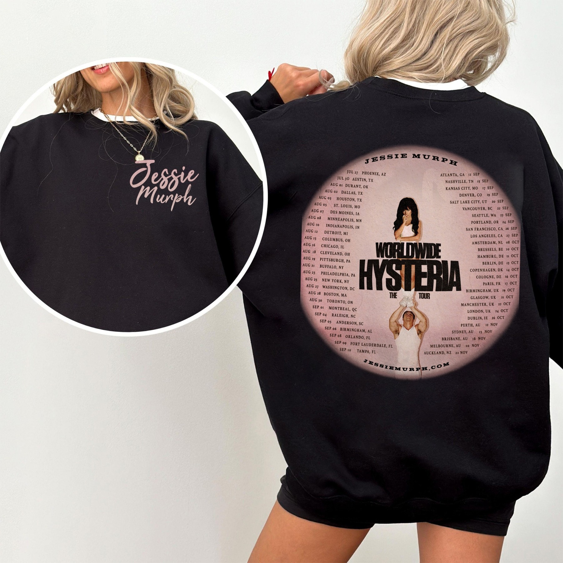 2 Sided WorldWide Hysteria The Tour Shirt, Jessie Murph Sweatshirt