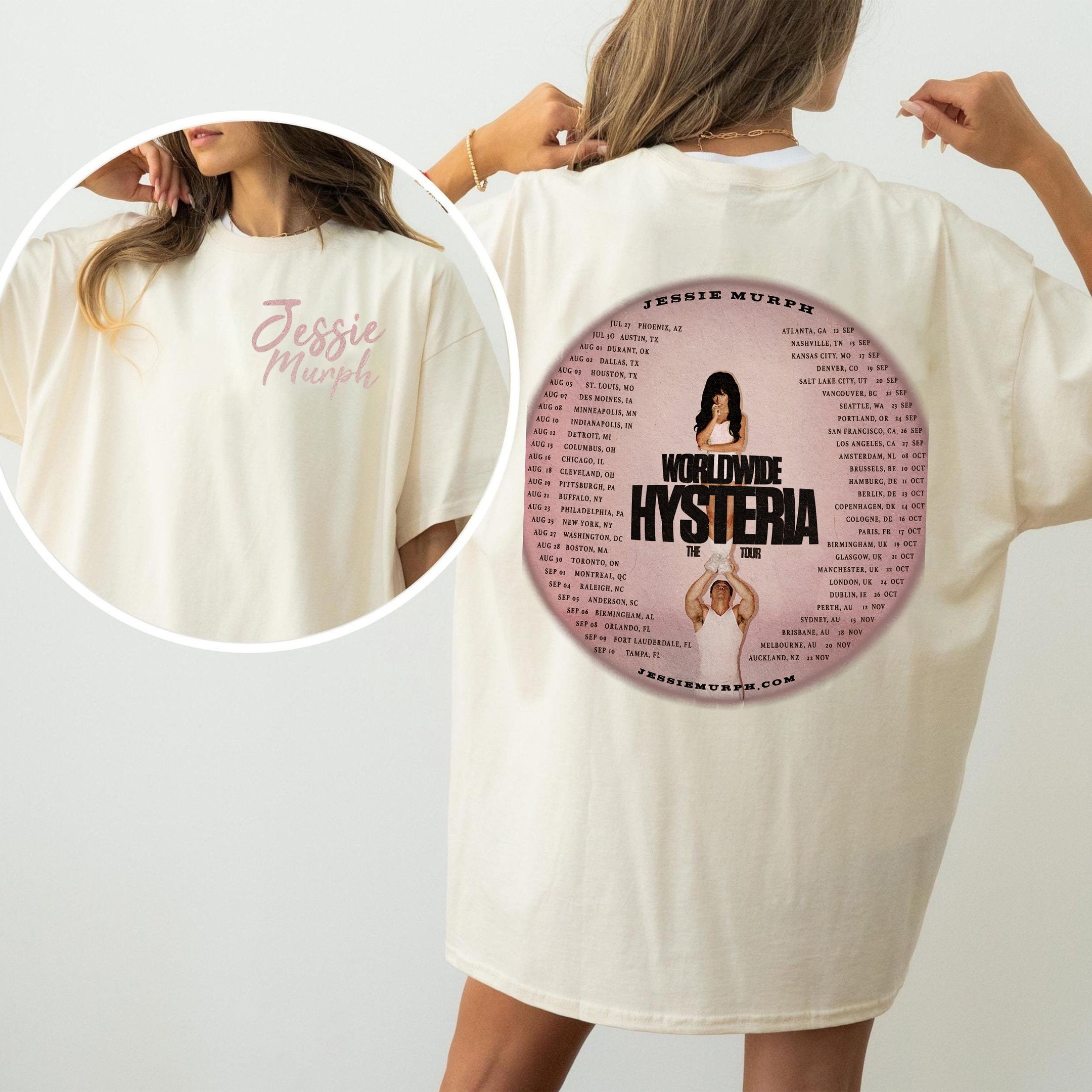 2 Sided WorldWide Hysteria The Tour Shirt, Jessie Murph T-Shirt 