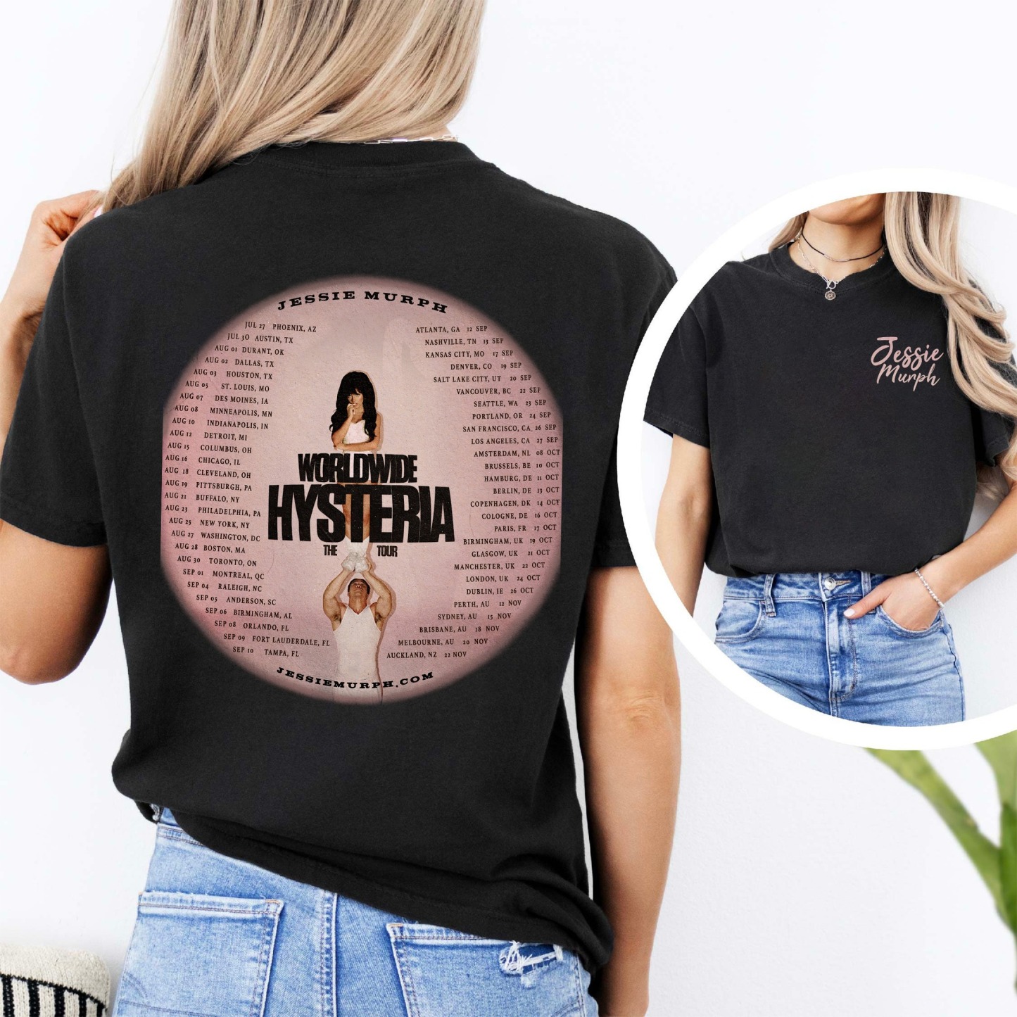 2 Sided WorldWide Hysteria The Tour Shirt, Jessie Murph T-Shirt 