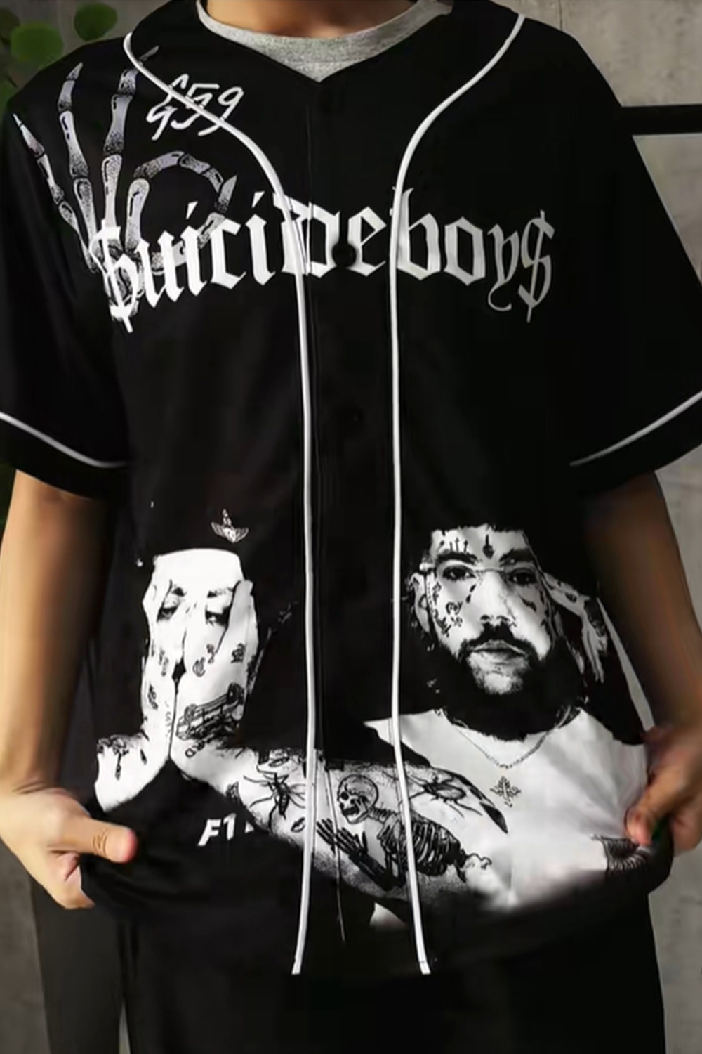 G59 colorblock print baseball short sleeve top