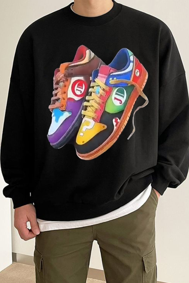 Shoes Creative Print Round Neck Casual Long Sleeve Sweater