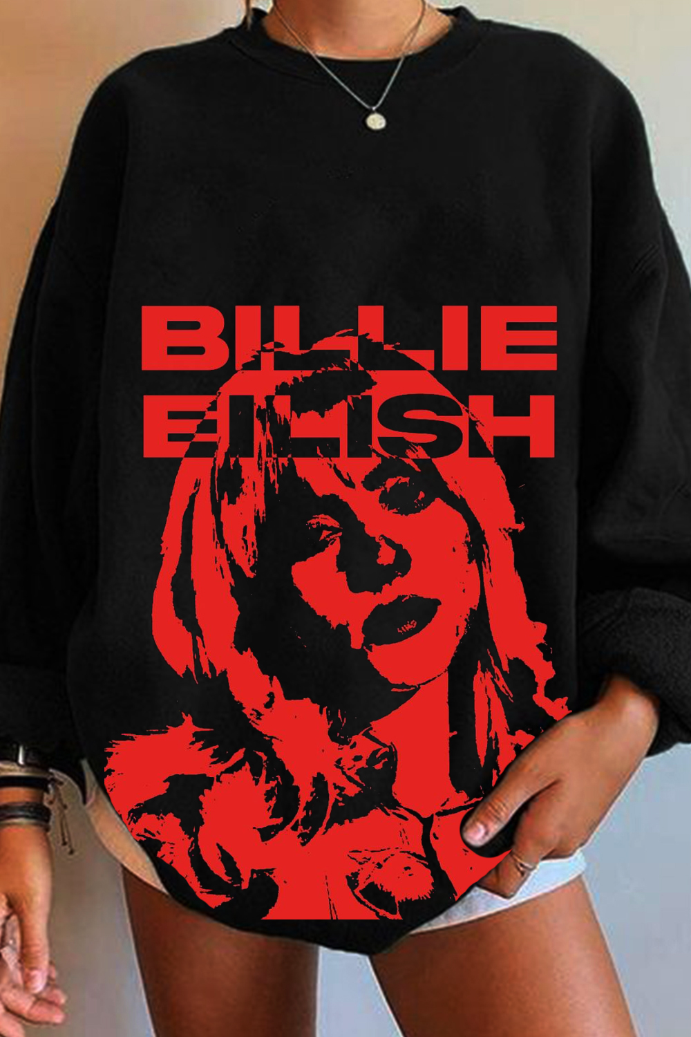 Billie Eilish Casual Round Neck Long Sleeve Sweatshirt