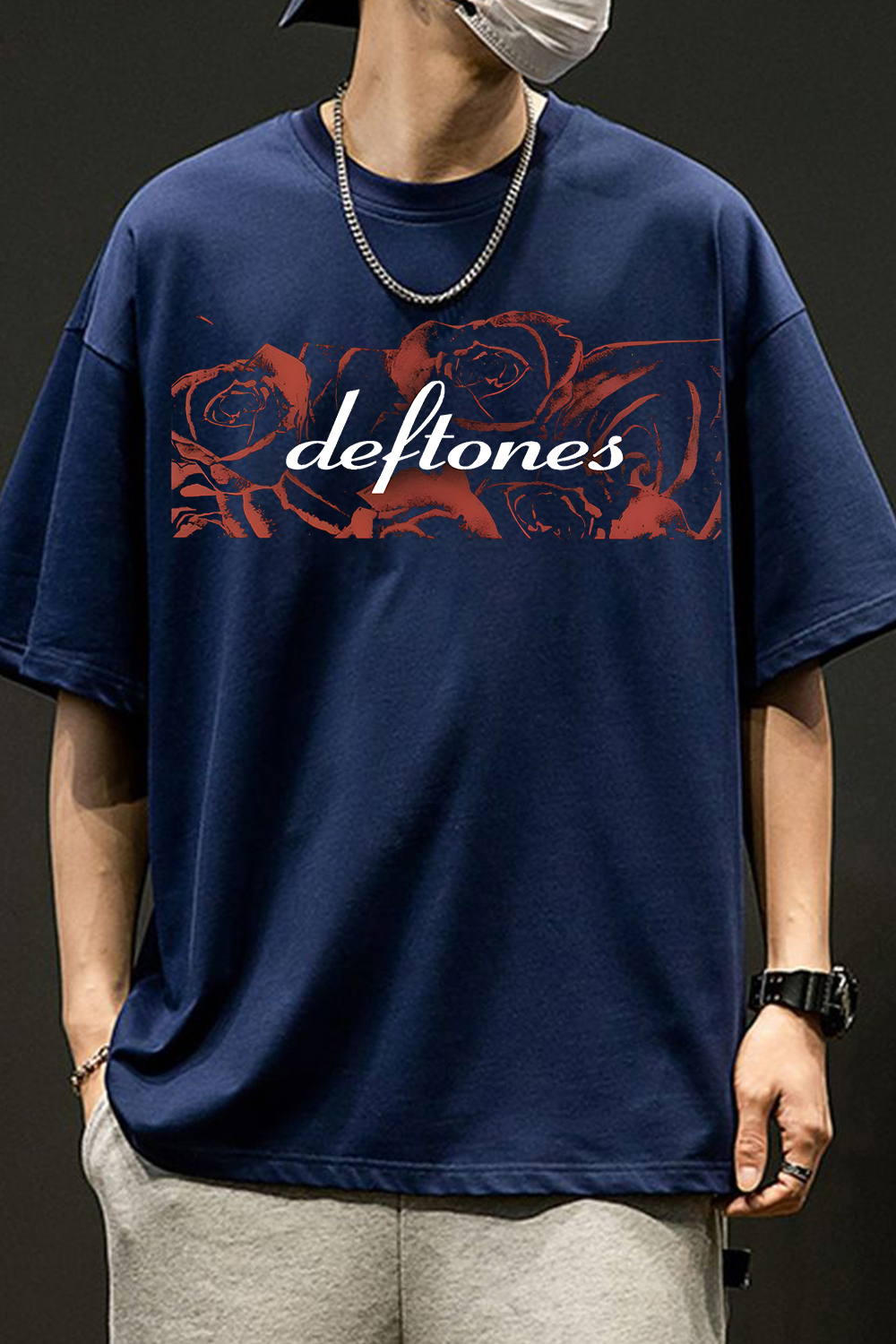 Deftones Rose Print Short-Sleeved T-shirt