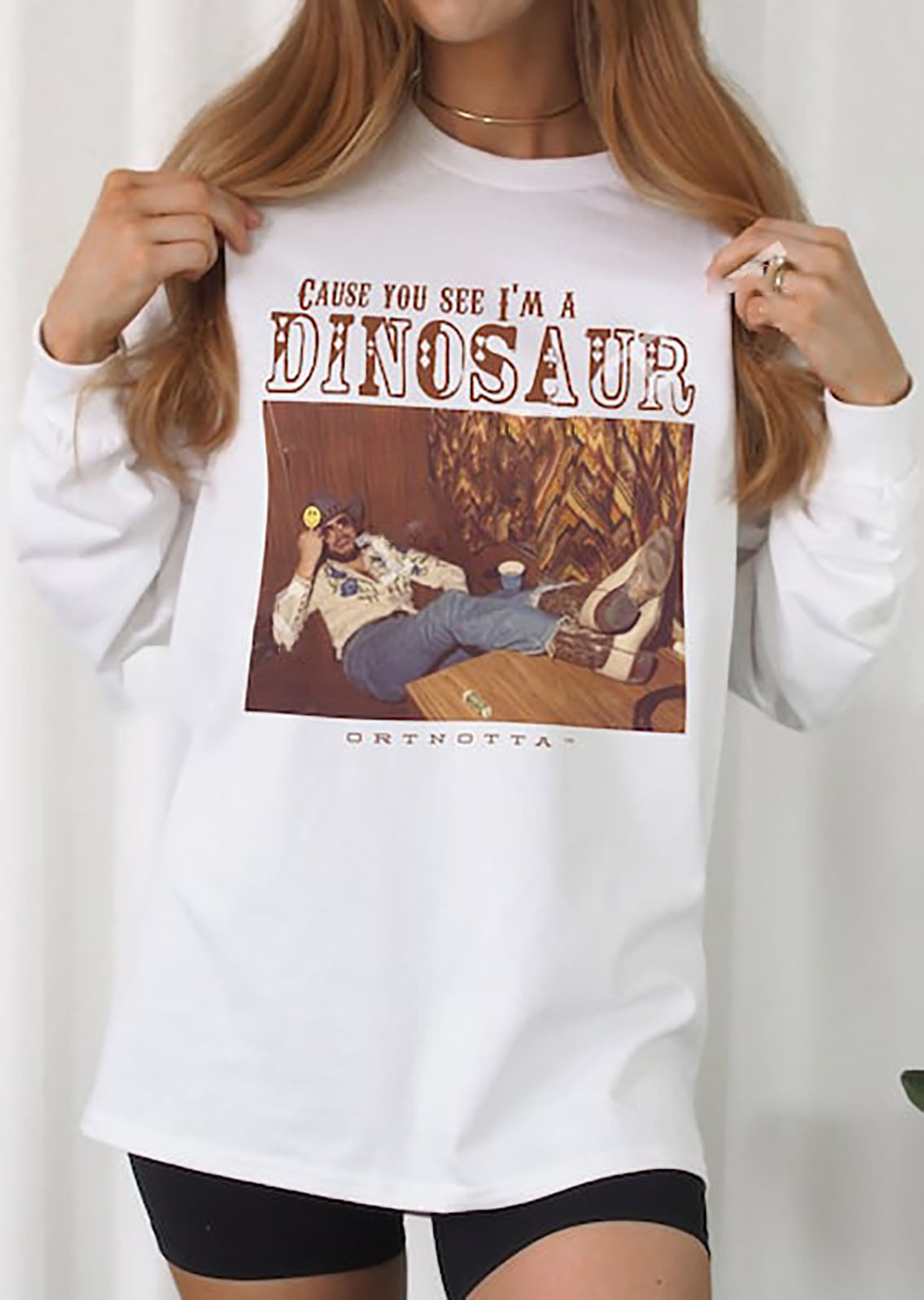 Dinosaur Hank Williams Jr. Bocephus, Western Southern Retro Boho Hippie Sweatshirt