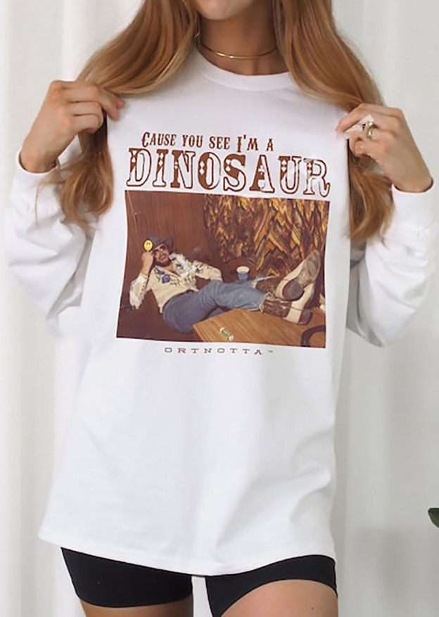 Dinosaur Hank Williams Jr. Bocephus, Western Southern Retro Boho Hippie Sweatshirt