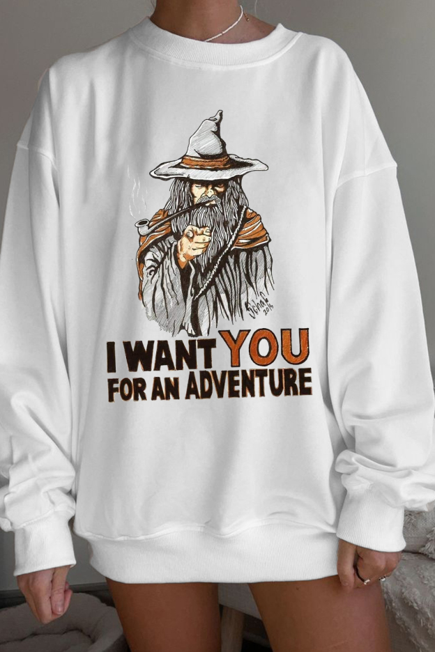 The Lord of the Rings contrasting letter round neck loose long sleeve sweatshirt