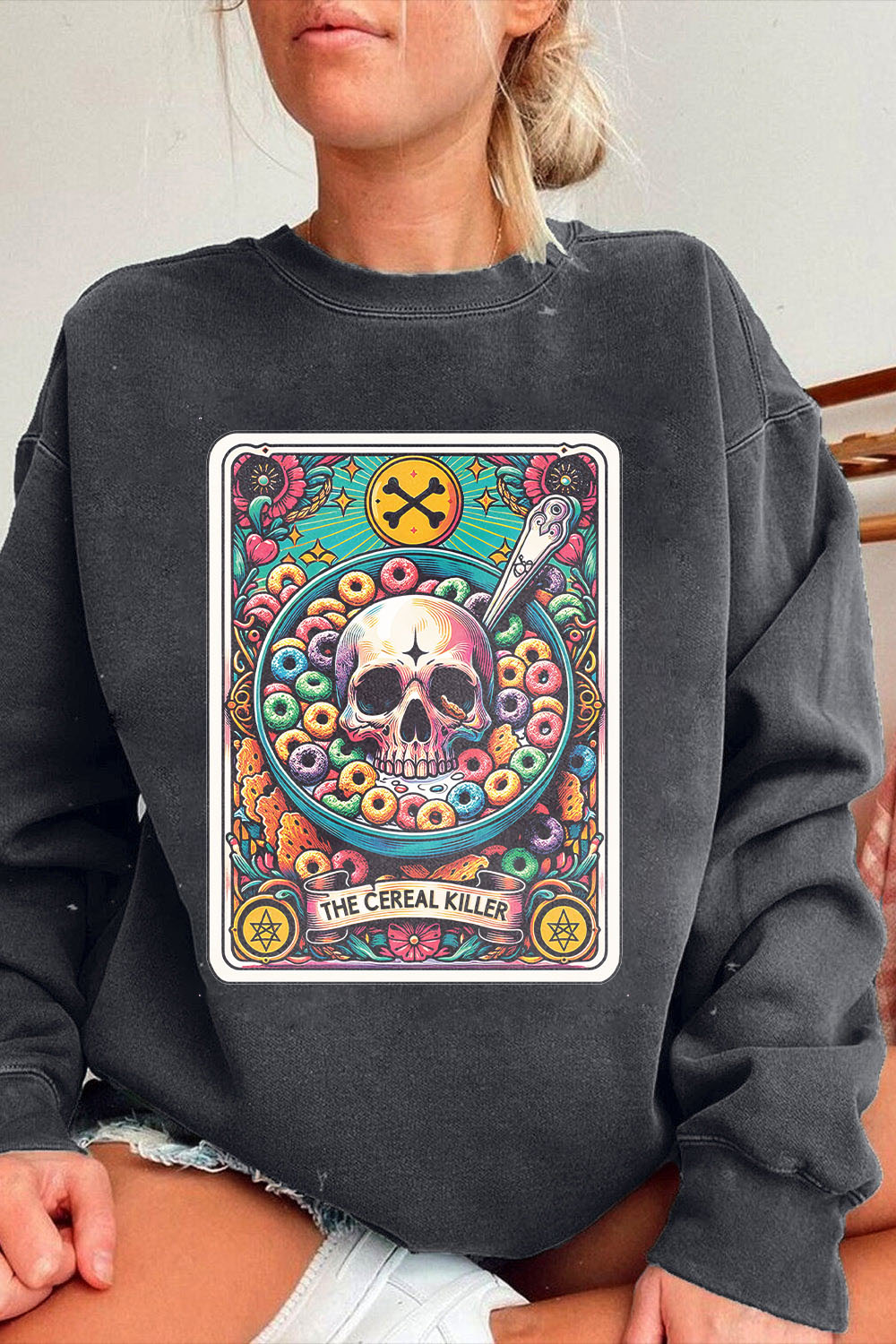 Cereal Killer Tarot Front Print Sweatshirt