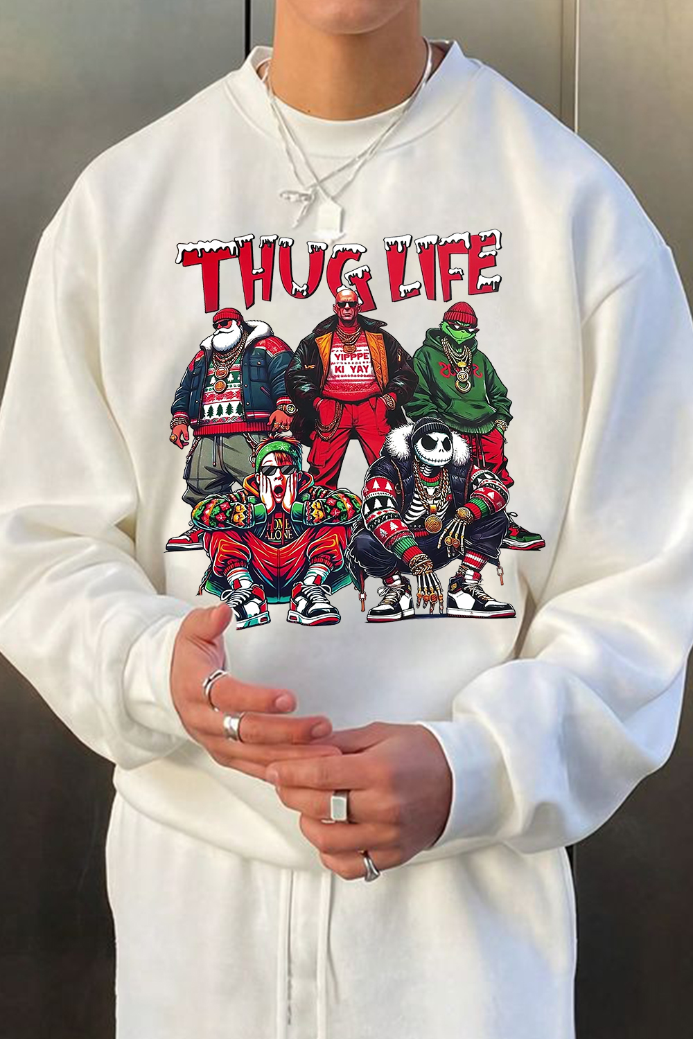 Men's Santa Monster Crew Neck Sweatshirt