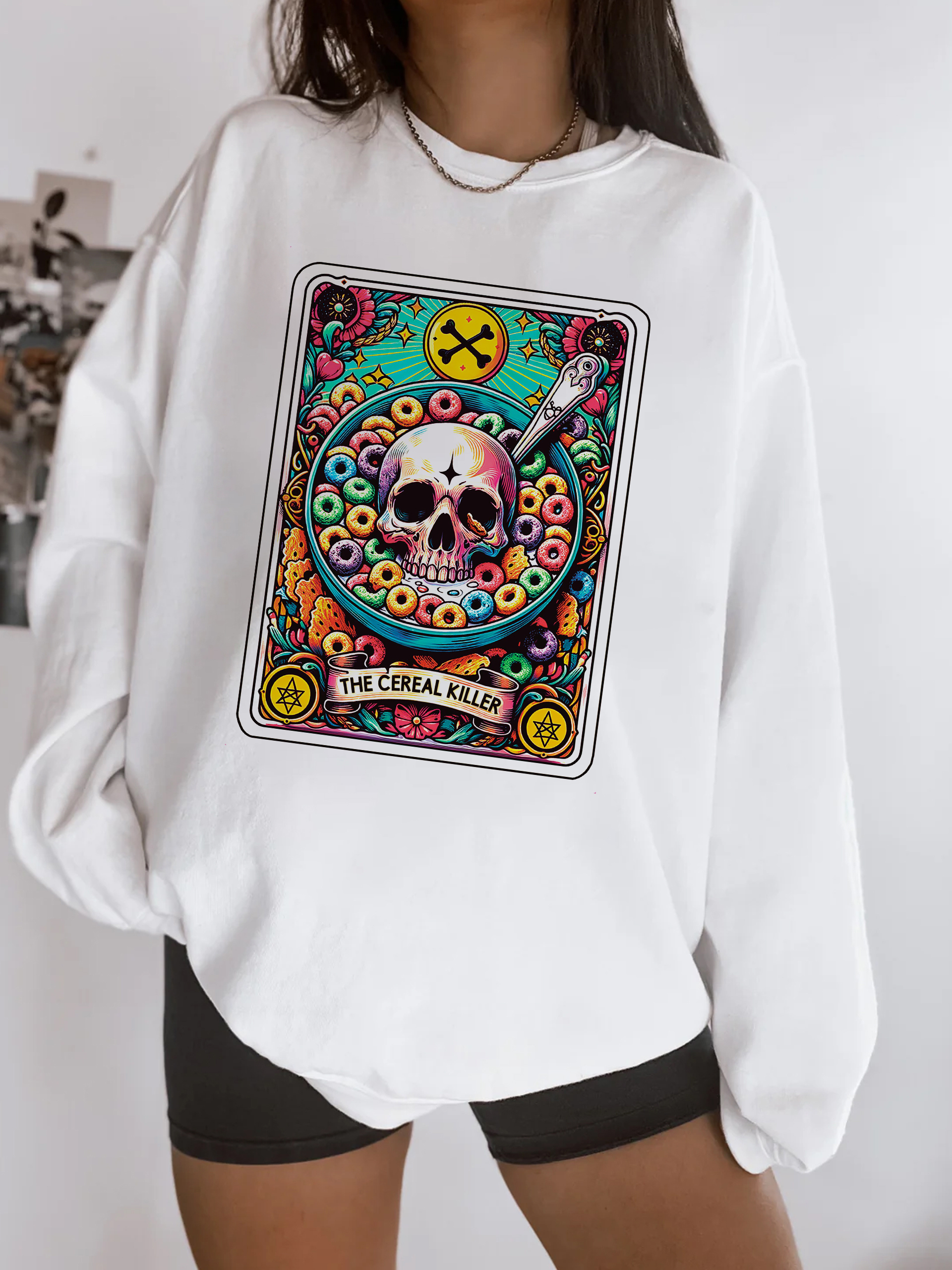 Cereal Killer Tarot Front Print Sweatshirt