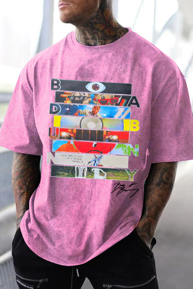 Bad Bunny Signature Washed cotton men's short-sleeved T-shirt