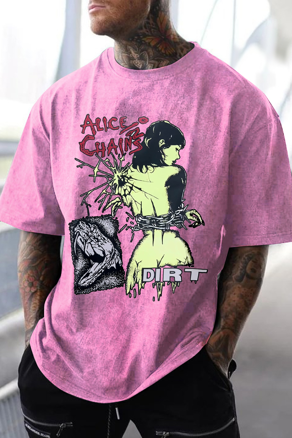 aliceinchains Washed cotton men's short-sleeved T-shirt