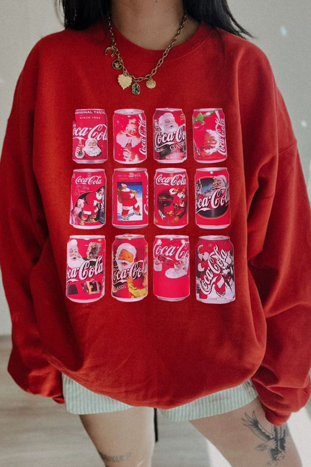 Cute Christmas Coke Can Casual Crewneck Sweatshirt