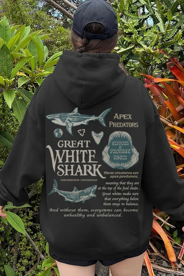 Eco-friendly Undersea Creatures Back Printed Hooded Women's Sweatshirt