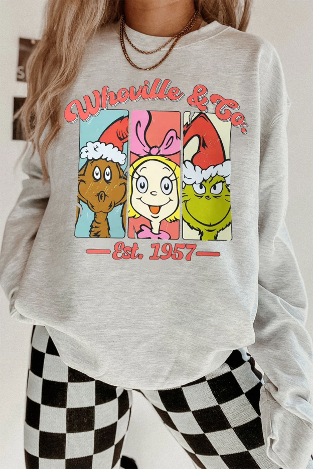 Christmas Cartoon Casual Round Neck Sweatshirt