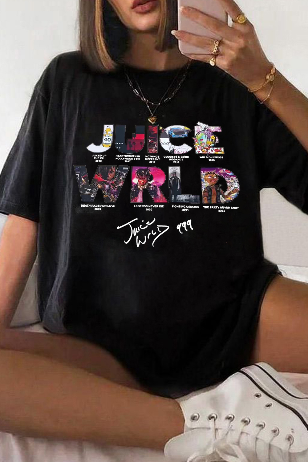 WRLD letter print ladies short-sleeved T-shirt