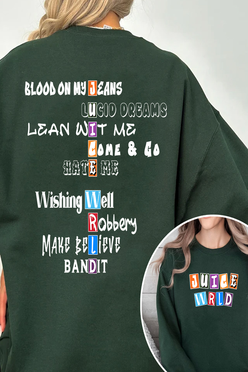 Juice WRLD double-sided letter print women's sweatshirt