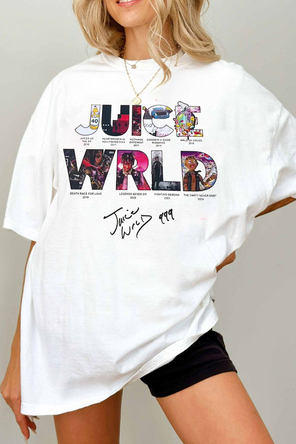 WRLD letter print ladies short-sleeved T-shirt