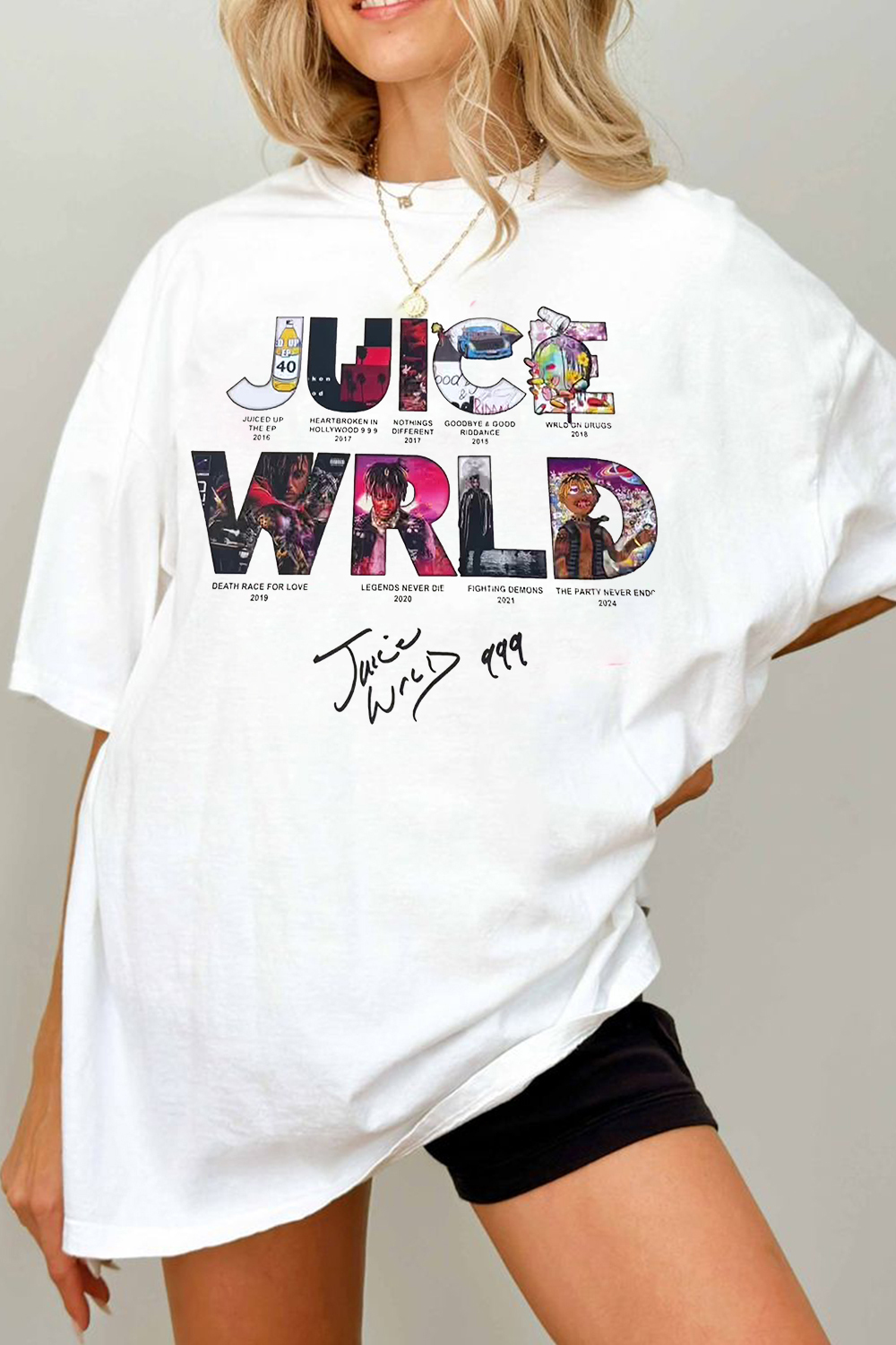WRLD letter print ladies short-sleeved T-shirt