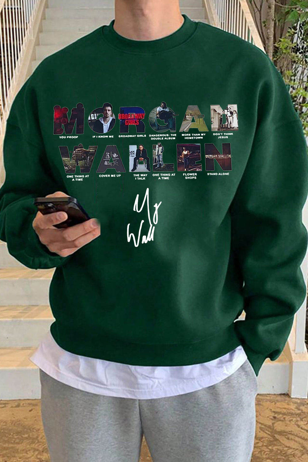 morganwallen cartoon long-sleeved men's sweatshirt