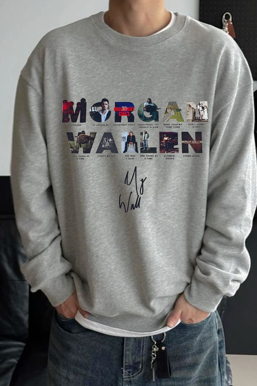 morganwallen cartoon long-sleeved men's sweatshirt
