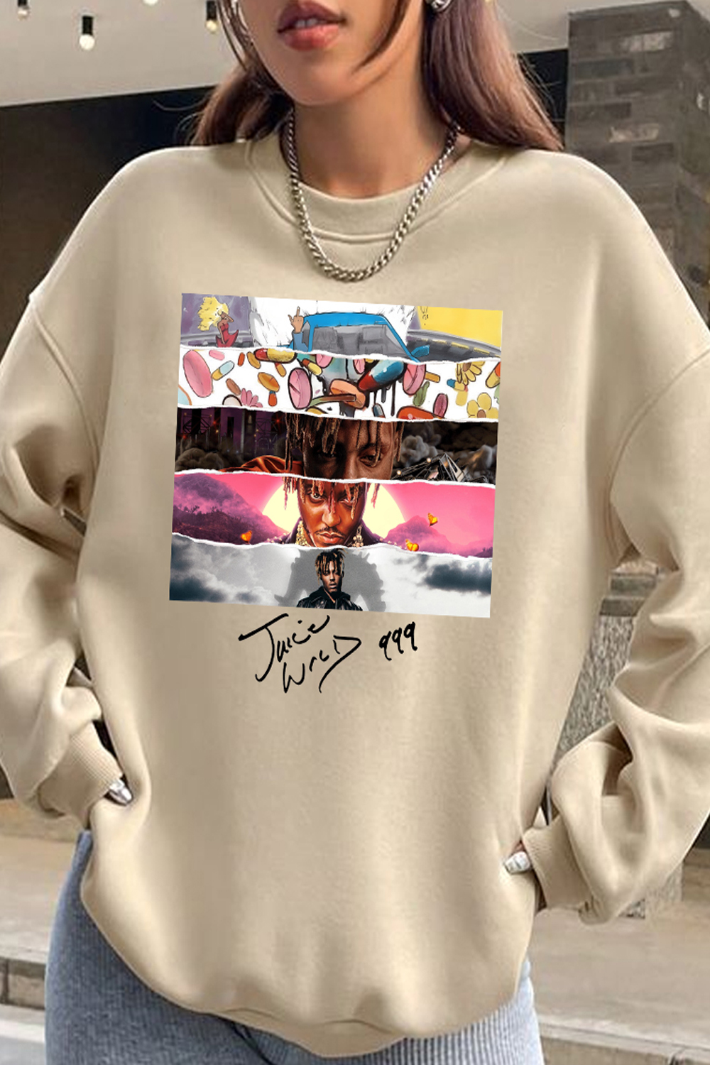 Juice WRLD Poster Round Neck Women's Sweatshirt