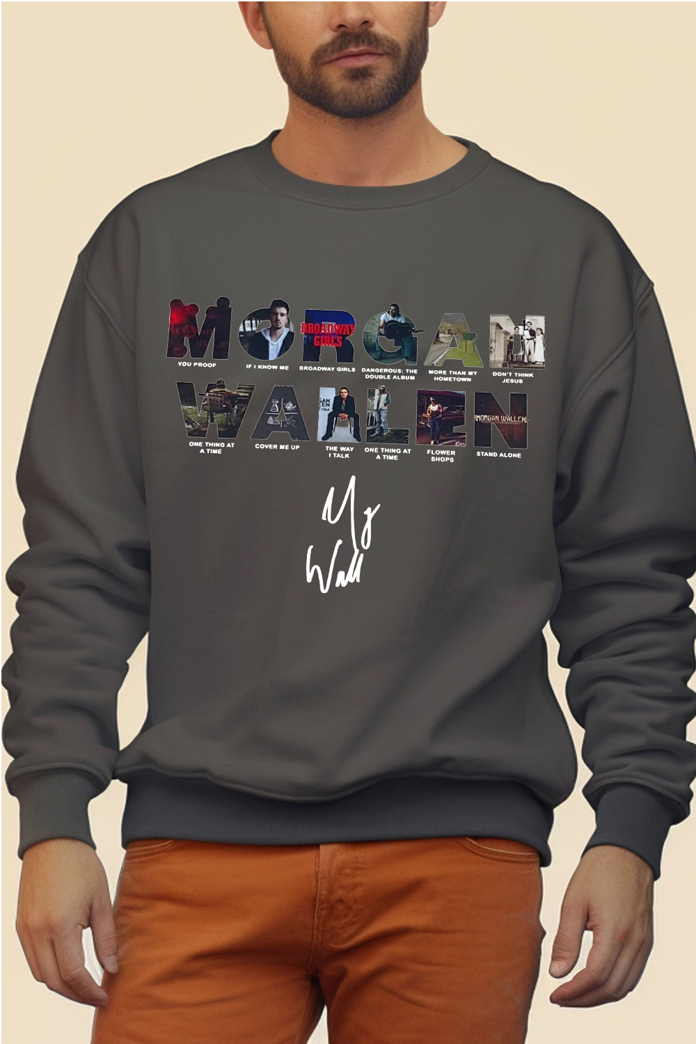 morganwallen cartoon long-sleeved men's sweatshirt