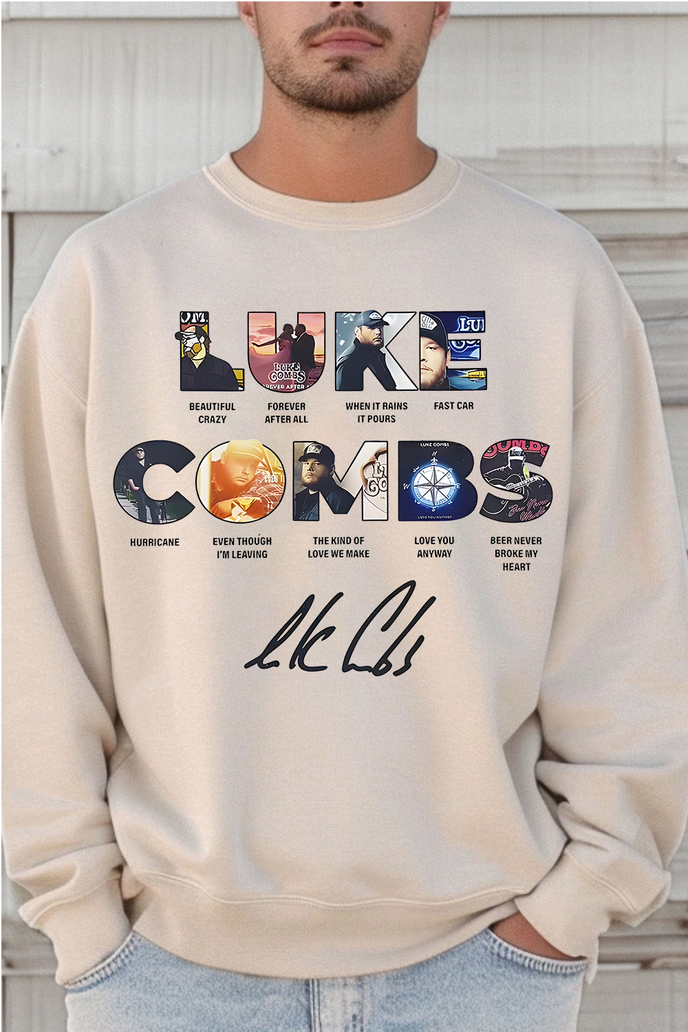 Luke Combs men's long-sleeved sweatshirt