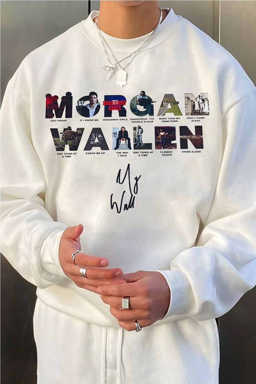 morganwallen cartoon long-sleeved men's sweatshirt