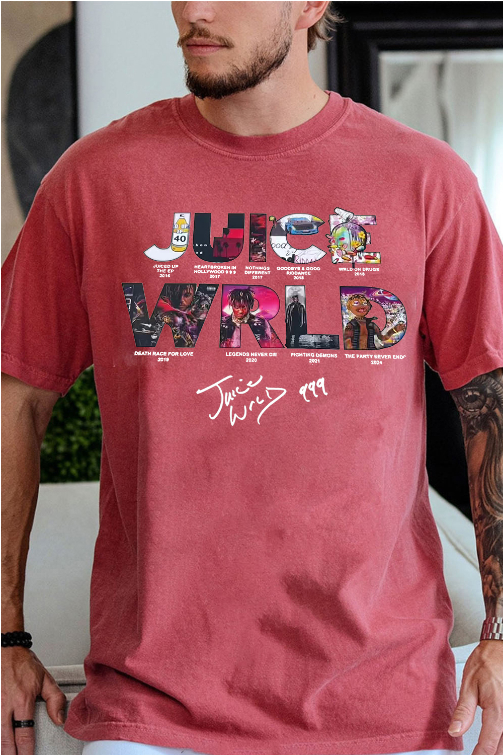 WRLD letter print men's short-sleeved T-shirt