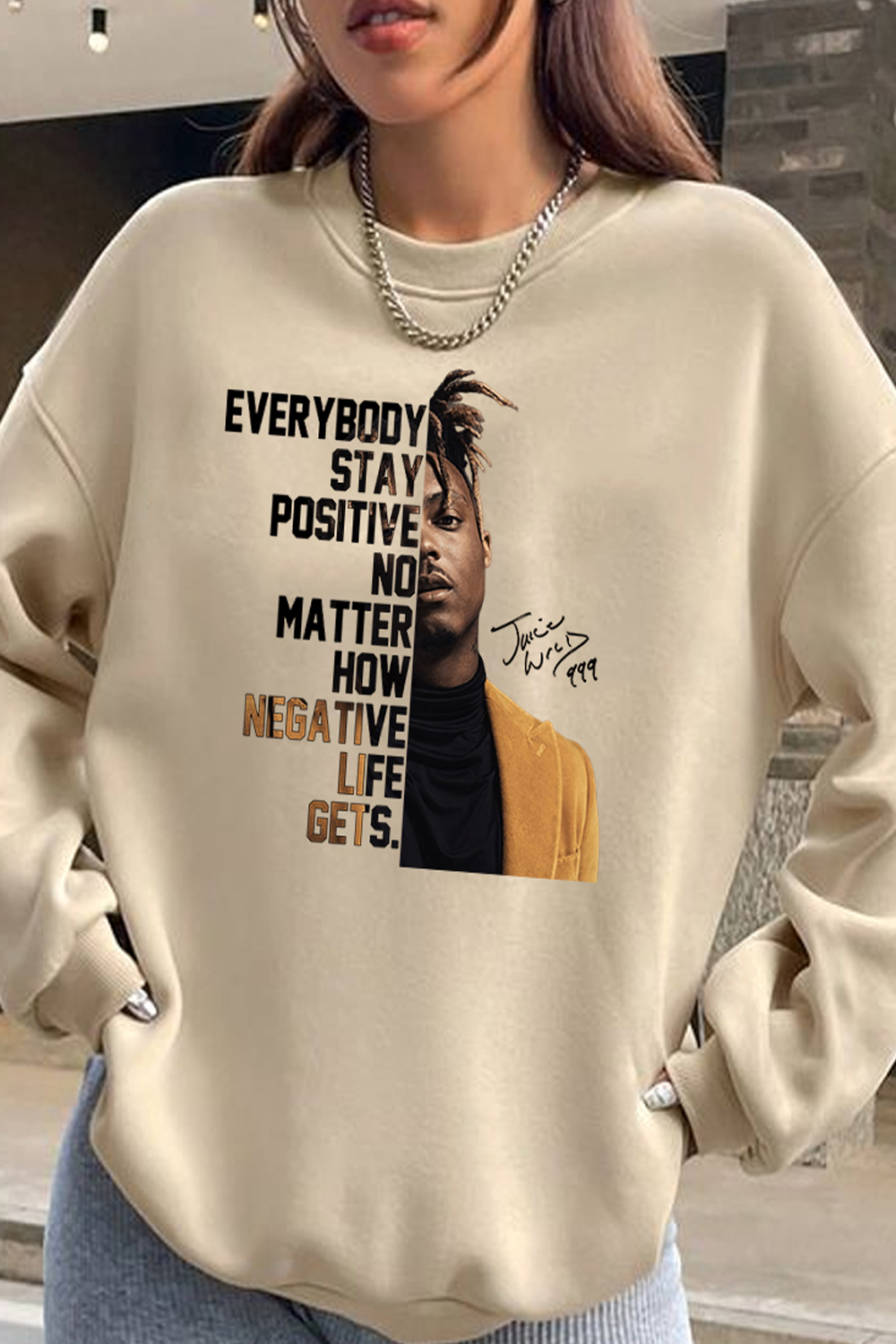 Juice WRLD Lettering Round Neck Women's Sweatshirt