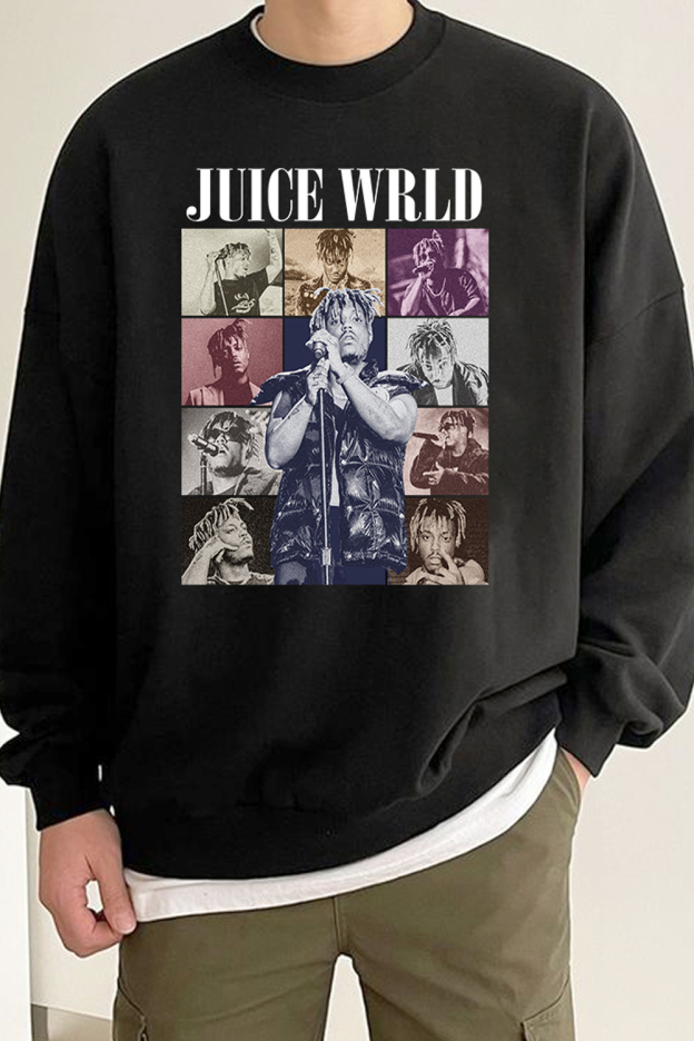 Juice-WRLD poster letter men's round neck long sleeve sweatshirt