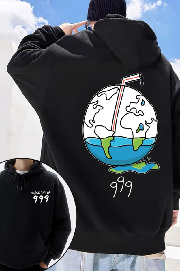 Juice WRLD casual double-sided printed men's hooded sweatshirt
