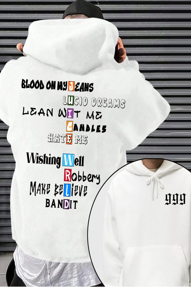 Juice WRLD-999 double-sided printed men's hooded sweatshirt
