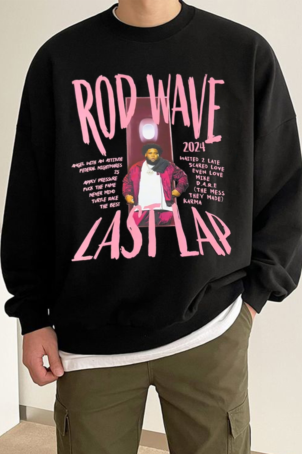 Singer Letter Print Round Neck Casual Long Sleeve Sweatshirt