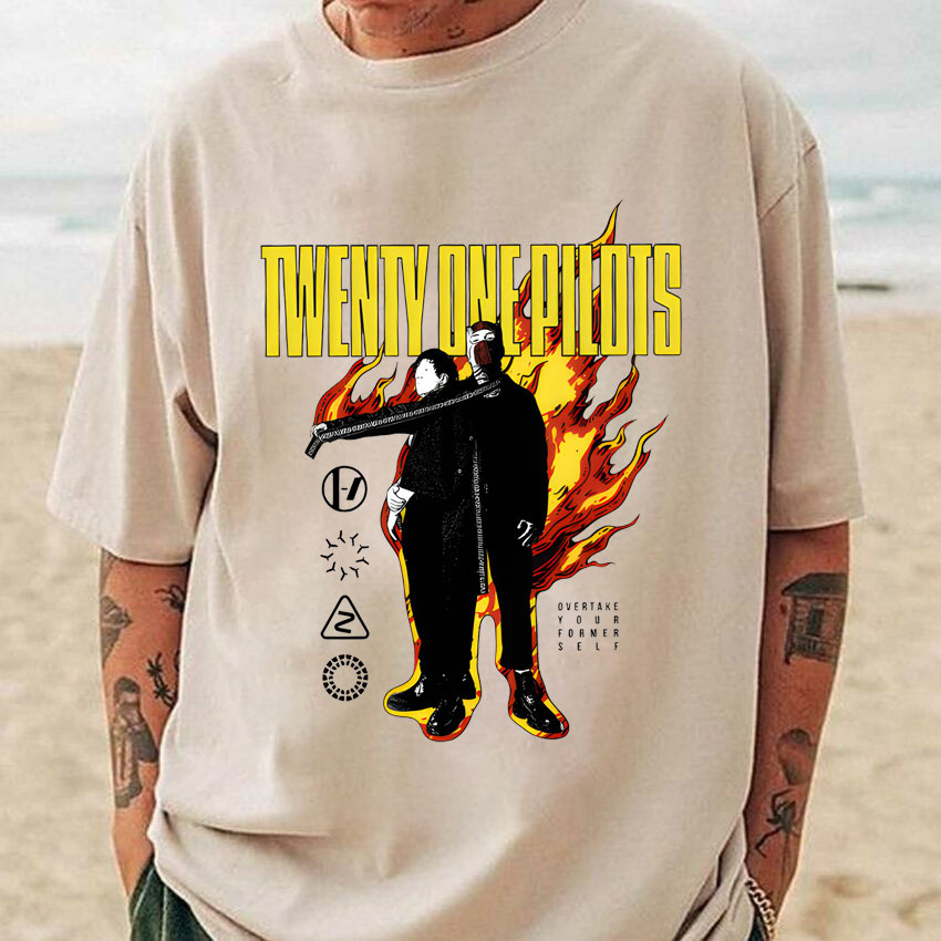 Twenty One Pilots On Fire Tshirt For Men
