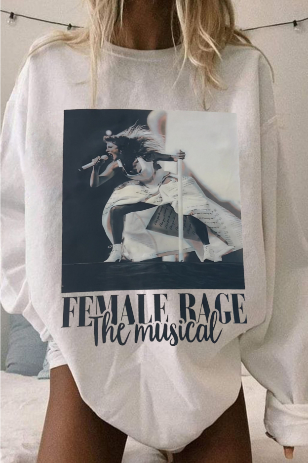 Star Support Printed Round Neck Long Sleeve Sweatshirt