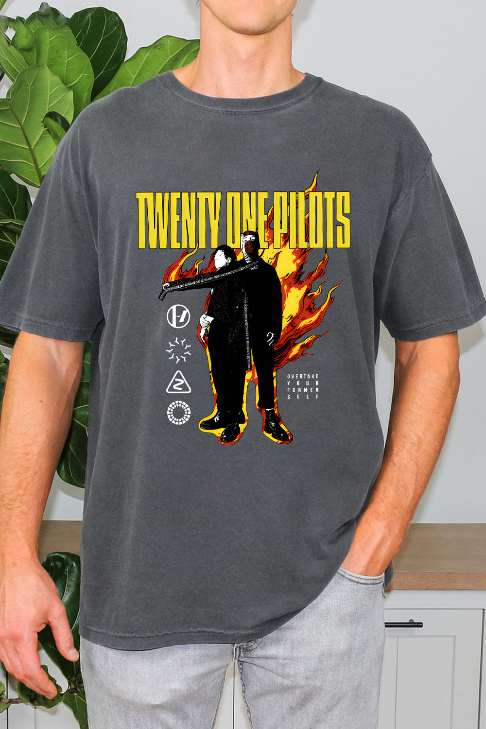 Twenty One Pilots On Fire Tshirt For Men