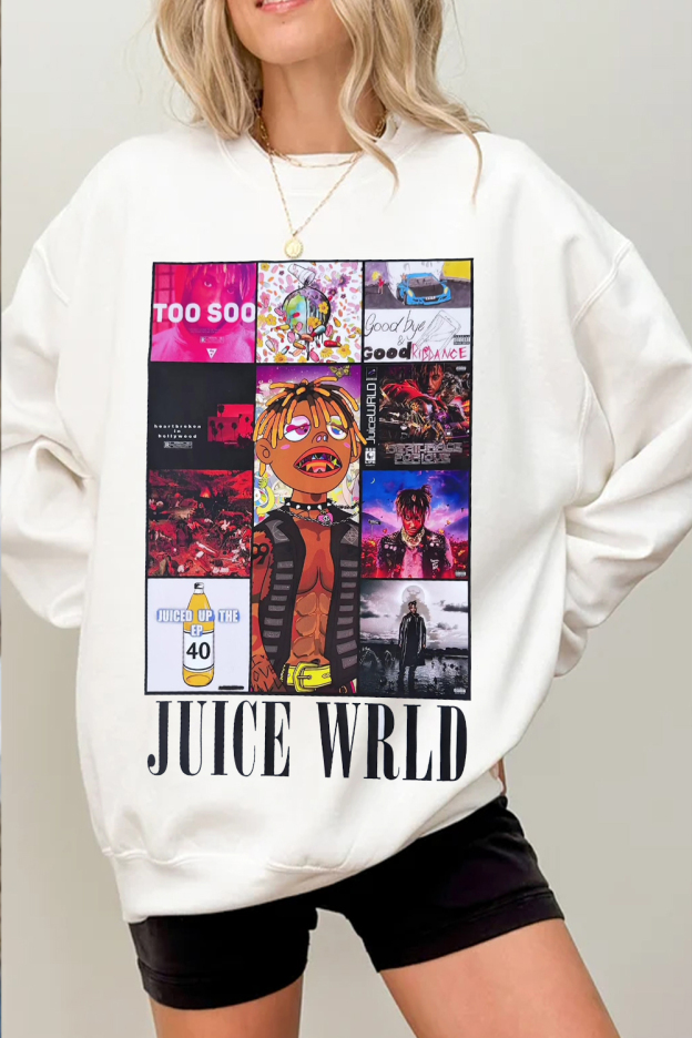 Juice WRLD999 cartoon round neck sweatshirt