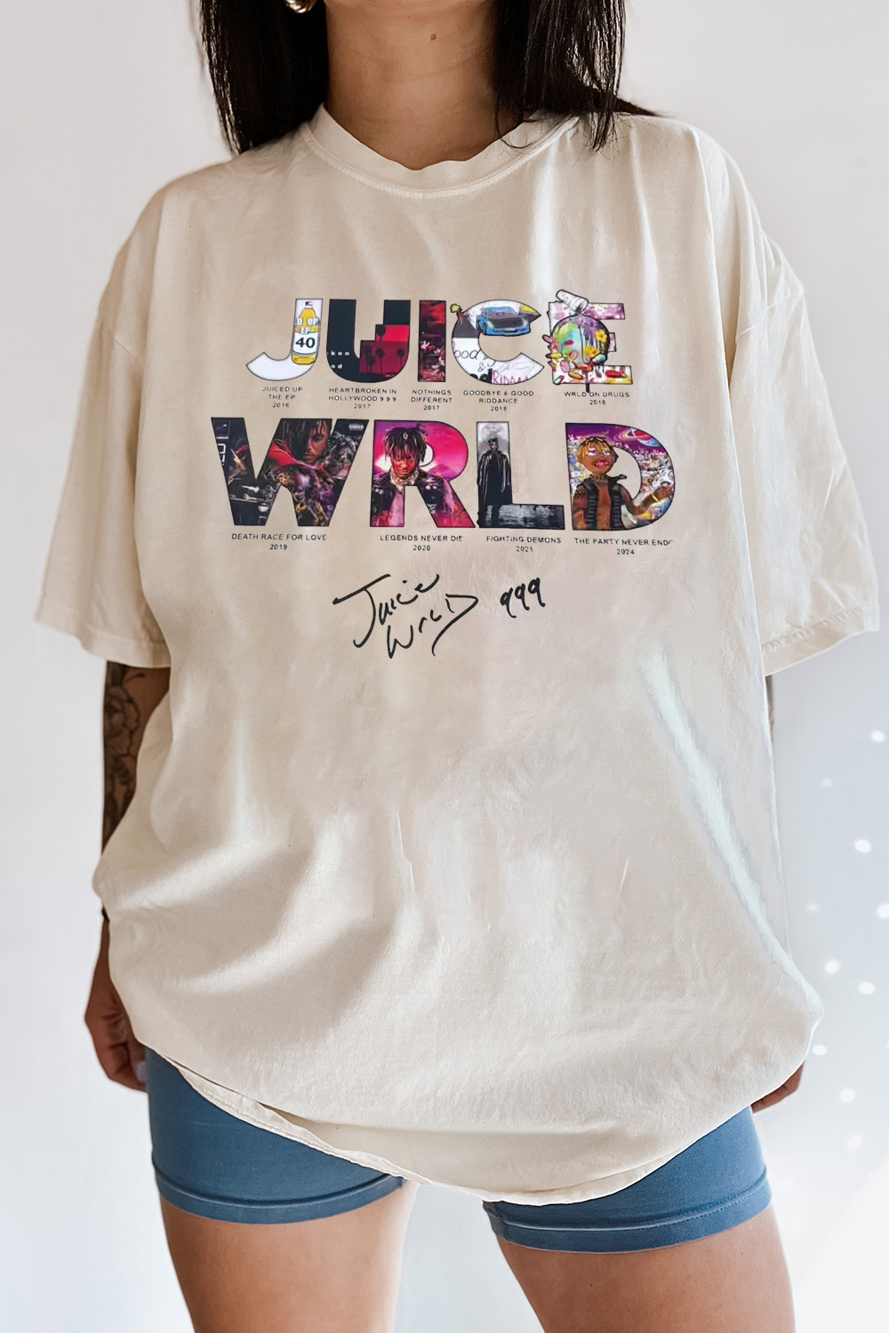 WRLD letter print ladies short-sleeved T-shirt