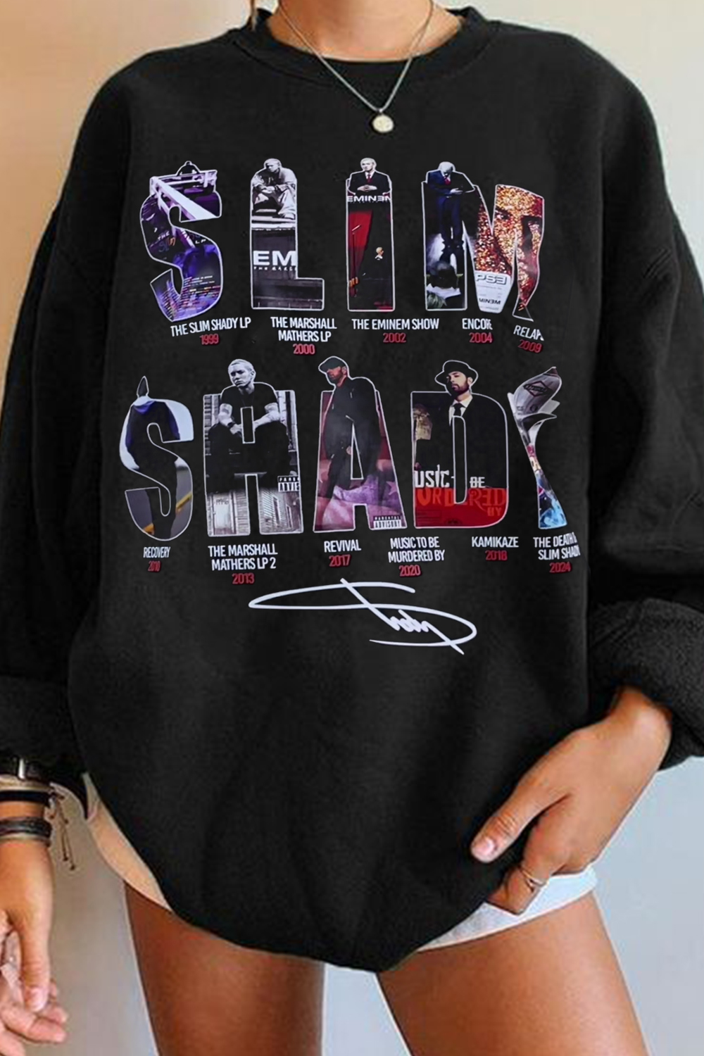 Letter Star Print Round Neck Long Sleeve Sweatshirt