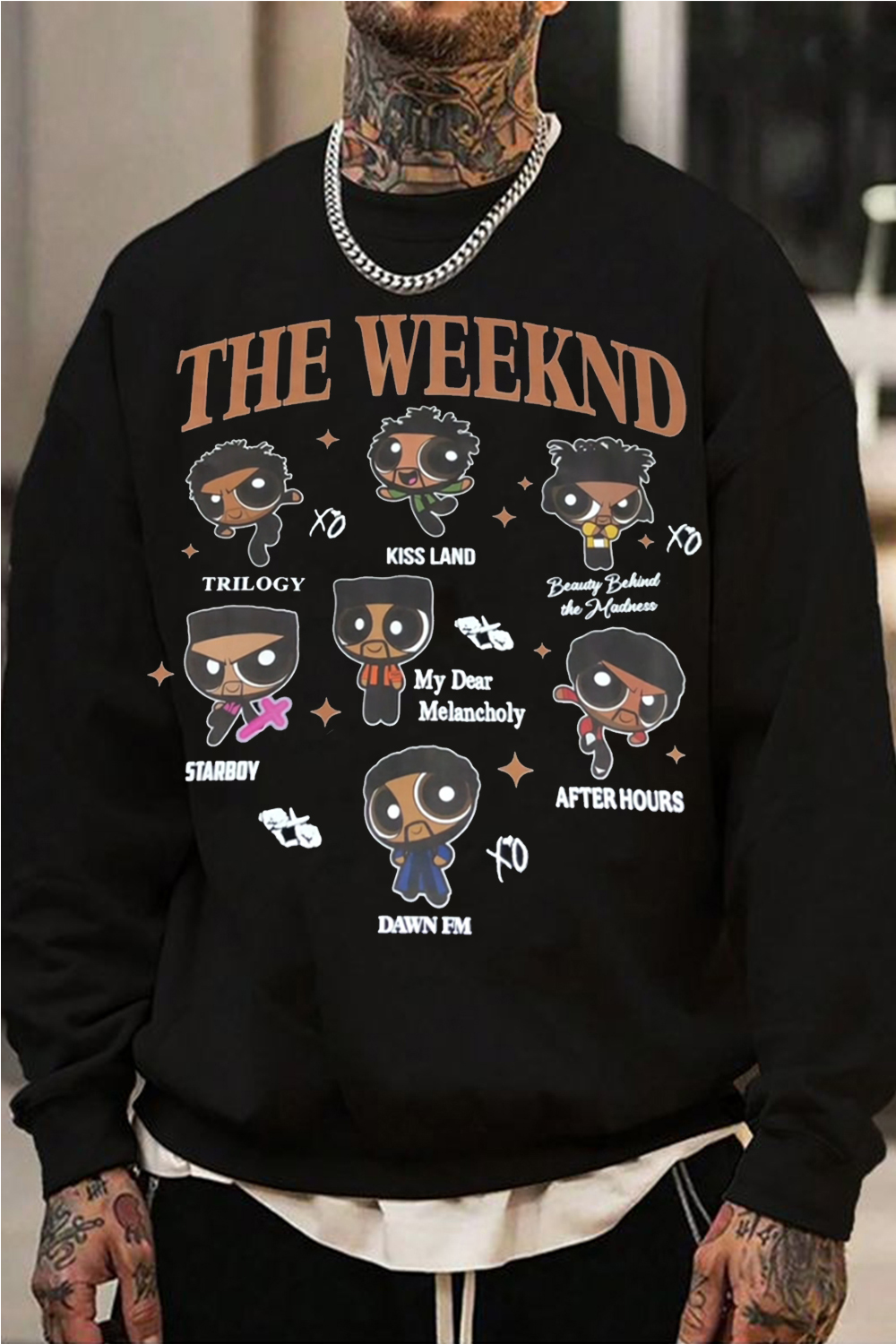 The WEEKND cartoon long-sleeved men's sweatshirt