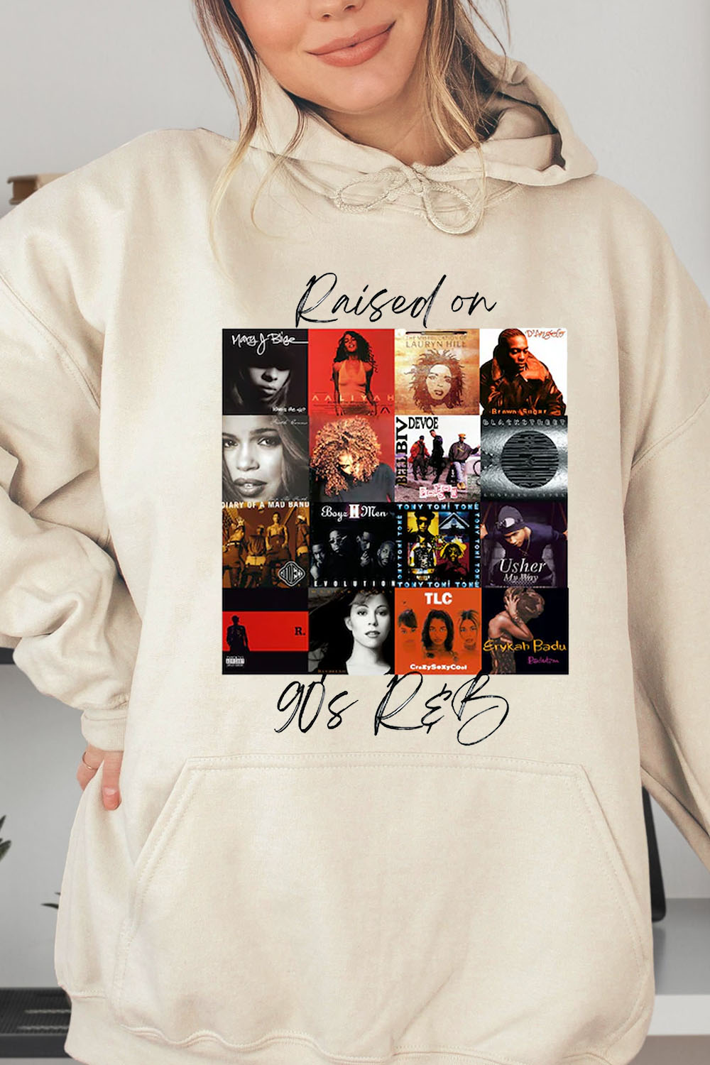 90'S Music Print Hoodie