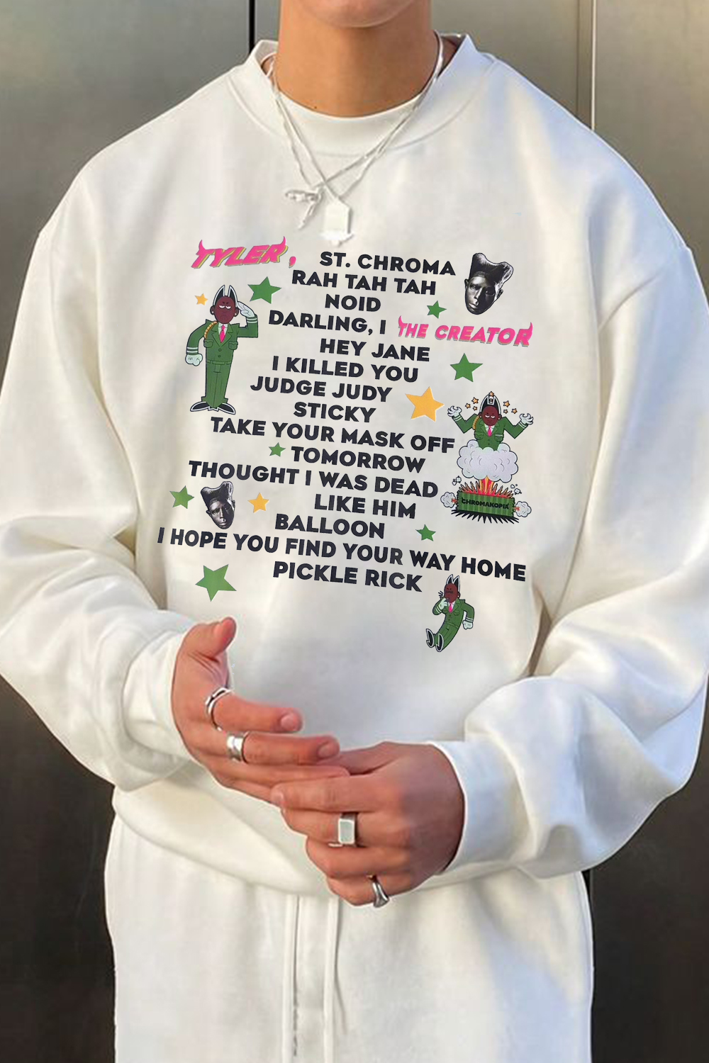 tylerthecreator round neck long sleeve men's sweatshirt