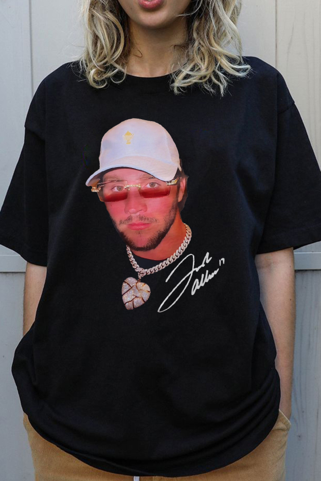 Josh Allen poster letter print short-sleeved T-shirt