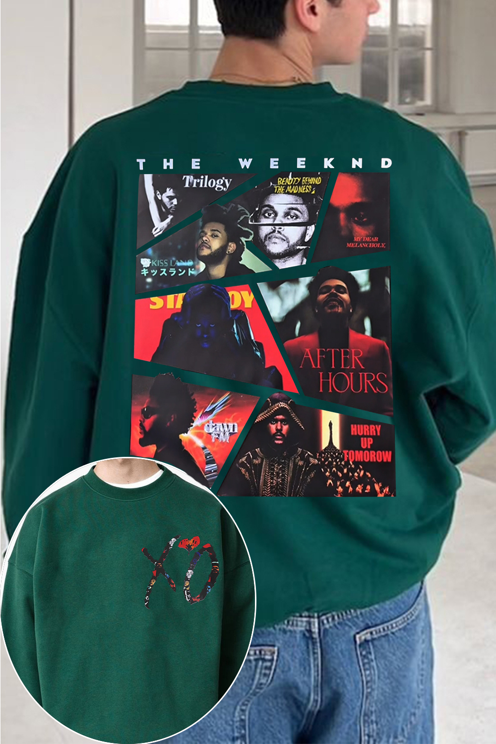 theweeknd double-sided printed round neck sweatshirt
