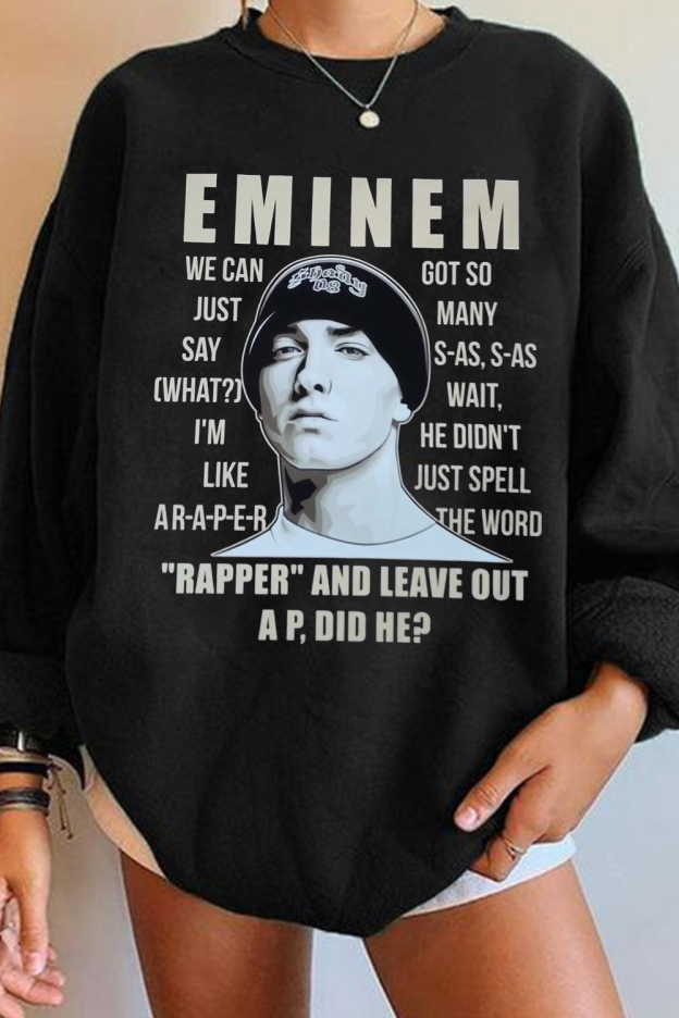 Retro Letter Star Print Round Neck Long Sleeve Sweatshirt