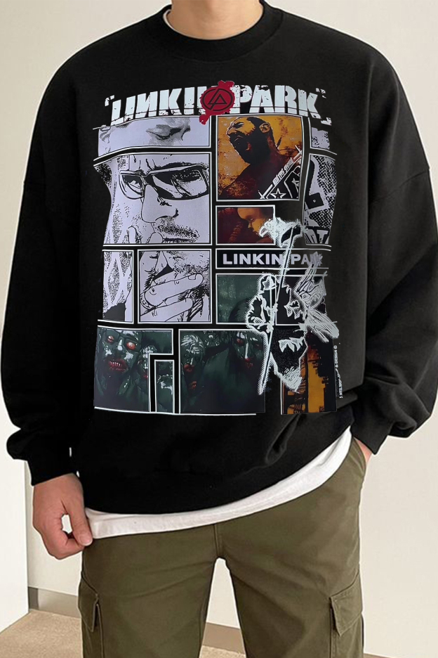 Singer Poster Print Round Neck Casual Long Sleeve Sweatshirt