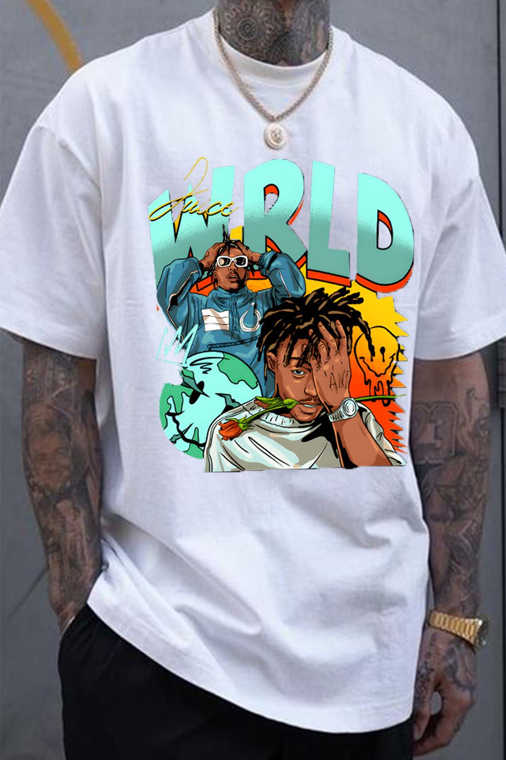 Juice World fans color block short sleeve T-shirt