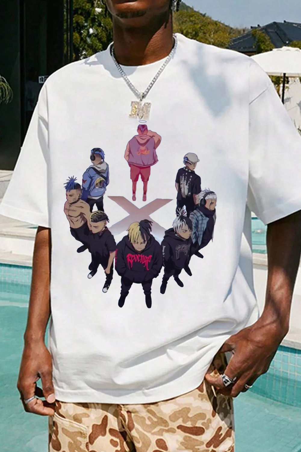 XXXTentacion cartoon print men's short-sleeved T-shirt