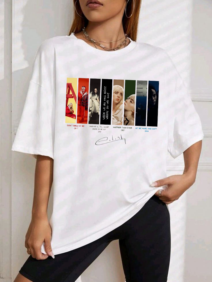 Billie Eilish poster casual print short-sleeved T-shirt